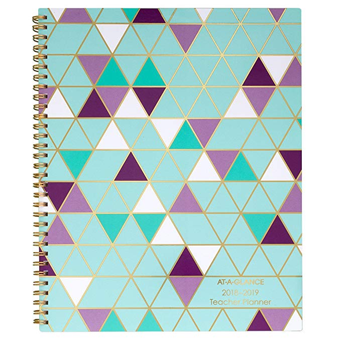 at-A-Glance 2018-2019 Academic Year Weekly & Monthly Teacher Planner, Large, 8-1/2 x 11, Wirebound, Purple/Teal Geo (TP905A35)