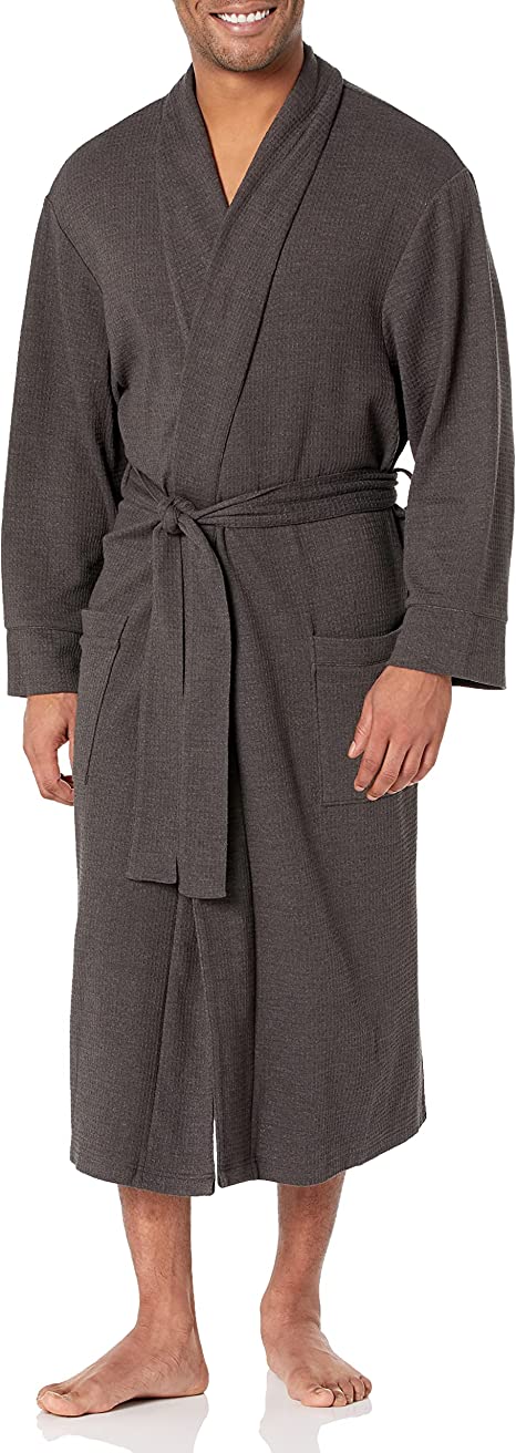 Amazon Essentials Men's Lightweight Waffle Robe (Available in Big & Tall)