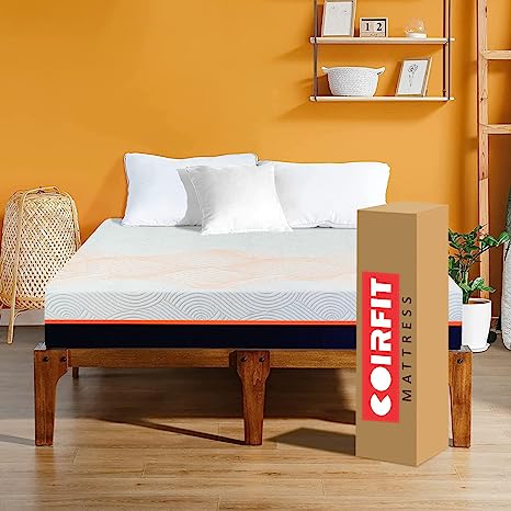 Coirfit Naturale - 100% Natural Pincore Latex Eco Friendly 7- Zone Sleeping System - 6" Queen Size Mattress with All Organic Outer Fabric- with 2 Free Pillows (78"x60"x6") - Roll Pack
