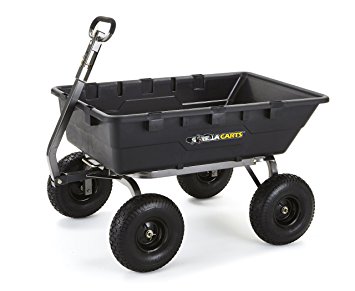 Gorilla Carts Extra Heavy-Duty Poly Dump Cart with 2-in-1 Convertible Handle with a Capacity of 1500 lb, Black