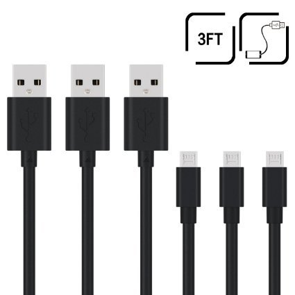 Micro USB Cables FiveBox 3 Pack Premium 3FT High Speed USB 20 A Male to Micro B Sync and Data Charge Cables for Samsung HTC Motorola Sony Nokia LG and More Black