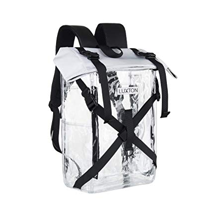 Luxton Home Clear Backpack - Durable Clear Stadium Compatible Bag - With 6 Pockets for Transparent Organization - See Through Backpacks for Concerts, Heavy Duty Bookbags for School Kids