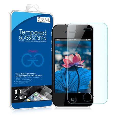 JETech® Tempered Glass Screen Protector Retail Packaging for Apple iPhone 4/4S