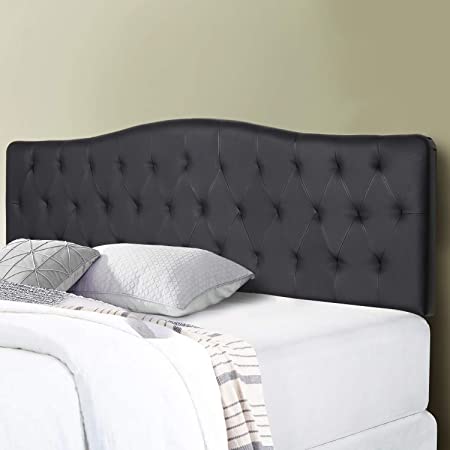 VECELO Faux Leather Upholstered Black, King Size Curved Design Headboards