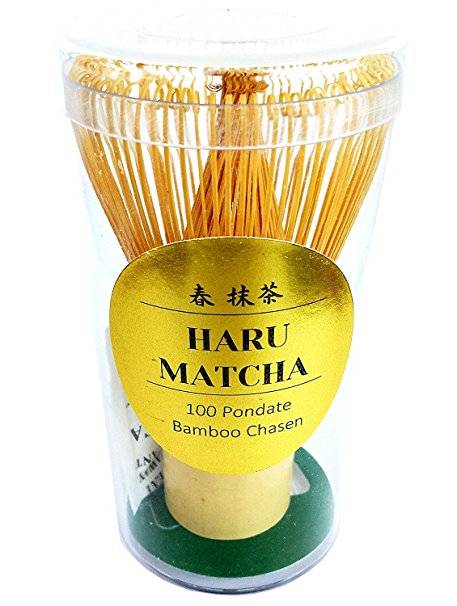 HARU MATCHA - MADE IN JAPAN - Traditional Handcarved Golden Bamboo Matcha Whisk (100 Prongs)