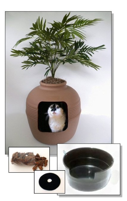 Tuscany Hidden Litter Cat Box with Phoenix Palm and Custom LINER PAN