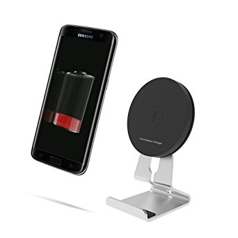 Fast Wireless Charger, Qi Wireless Charging Stand Portable Charger Stand with Quick Charge 3.0 for Samsung Galaxy S8 Plus S8 S7 Edge S7 (Black)