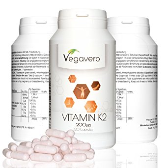 VITAMIN K2-MK7 plant based, 200µg per daily dose (100µg per capsule), PREMIUM QUALITY, 120 Capsules certified quality: Certificate of analysis for heavy metals in food (on demand), VEGAN