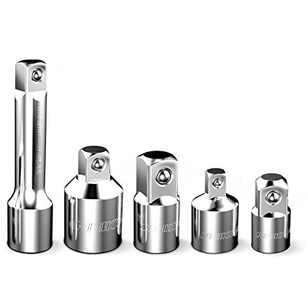 Neiko 30201A Socket Adapter and Drive Reducer Set, 5 Piece | Premium Cr-V Steel with Mirror Chrome Finish