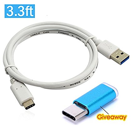 Suplik® Hi-speed Thick 3.3ft USB 3.0 Type A to C Charging Charger Data Cable for New MacBook,Pixel,LG G5,Nexus 5X 6P,USB Car Charger,   USB-C to Micro USB OTG Adapter (White)