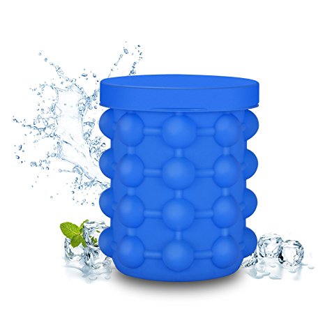 ADDSMILE Ice Genie Cube Maker Silicon Ice Bucket Mould with Lid for Home Kitchen Outdoor Chilling Beer or Other Drinks