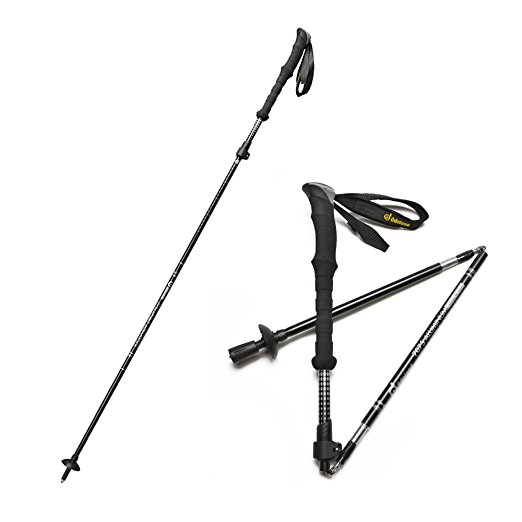 Collapsible NORDIC-WALKING Trekkingpole Hikingpole Walking-Stick – ultralight, adjustable Strap length, ergonomic EVA Handle Sweat absorbing, for Fitness Hillwalking Hiking