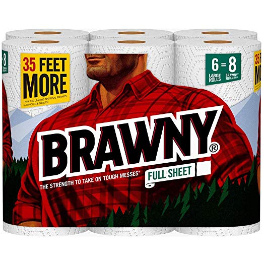 Brawny Paper Towels, 6 Large Rolls, Full Sheet, 6 = 8 Regular Rolls