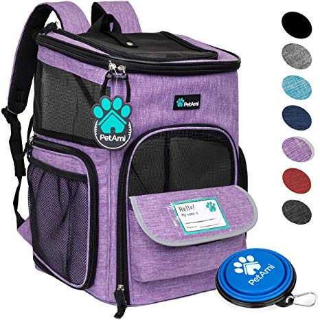 PetAmi Pet Carrier Backpack for Small Cats, Dogs, Puppies | Ventilated Structured Frame, 4 Way Entry, Safety and Soft Cushion Back Support | Collapsible for Travel, Hiking, Outdoor