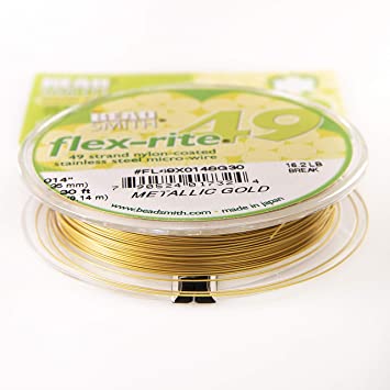 The Beadsmith Flex-Rite 49 Strand Nylon Coated, Stainless-Steel Beading Wire, Jewelry Making Supply (.014 Dia, Pearl Silver - 30 Ft)