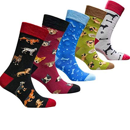 Socks n Socks-Mens 5pair Luxury Colorful Cotton Fun Novelty Dress Socks Gift Box