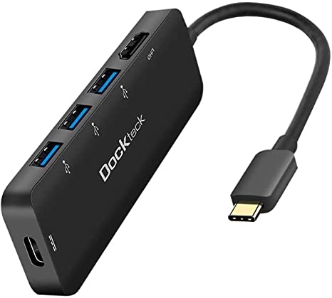 USB C to HDMI Adapter 4K@60Hz HDR, Dockteck 5-in-1 USB C Data Hub Converter with HDMI 4K, 3 USB 3.0 and Type-C 100W PD, Compatible for MacBook/Pro/Air, iPad Pro 2020/2018, iMac, S10 and More