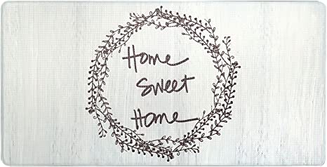 Nicole Miller New York Home Sweet Home Wreath Modern Kitchen Mat, White/Brown, 20"x39" Rectangle