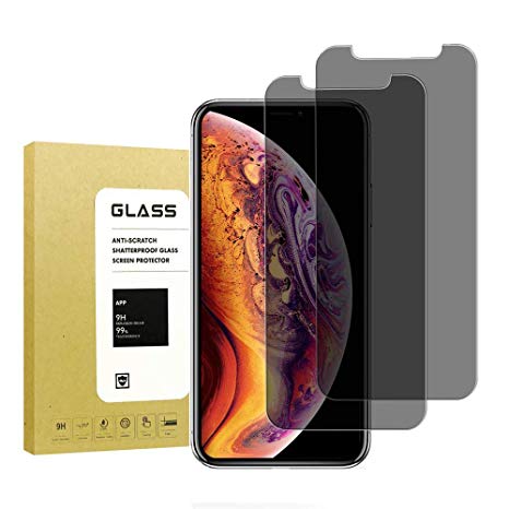 [2-Pack] for iPhone Xs Max Privacy Anti-Spy Tempered Glass Screen Protector,Jyline[3D Touch] [Bubble Free][9H Hardness] Tempered Glass Screen Protector for iPhone Xs Max(Black)
