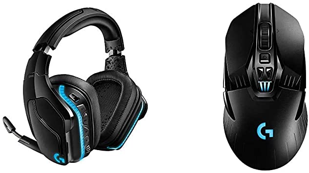 Logitech G935 Wireless DTS:X 7.1 Surround Sound LIGHTSYNC RGB PC Gaming Headset - Black, Blue & G903 Lightspeed Wireless Gaming Mouse W/Hero 16K Sensor, 140  Hour with Rechargeable Battery