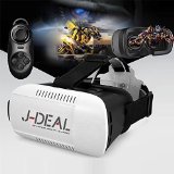 J-DEAL 3D VR Virtual Reality Headset 3D Glasses Adjust Cardboard VR BOX For 476 Smartphones iPhone 66 plus Samsung Galaxy IOS Android Cellphones  Controller