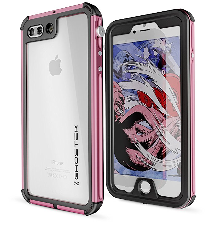 Ghostek iPhone 7 Plus Waterproof Case, iPhone 8 Plus Waterproof Case Atomic 3 Series 360 All Around Protection – Retail Packaging | Pink