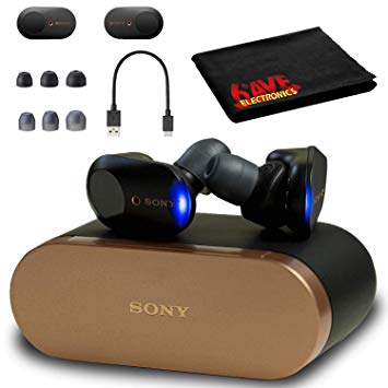 Sony WF-1000XM3 True Wireless Noise-Canceling in-Ear Earphones (Black) with Magnetic Charging Case, Different Sized Eartips, 8" USB Type-C Charging Cable and Cleaning Cloth