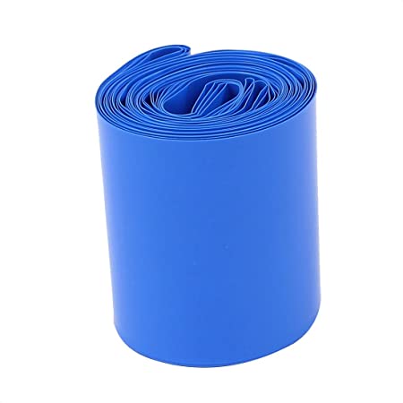 uxcell Battery Wrap PVC Heat Shrink Tubing 50mm Flat for 18650 Power Supply 5m Blue