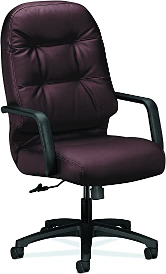 HON Leather Executive Chair - Pillow-Soft Series High-Back Office Chair, Burgundy (H2091)