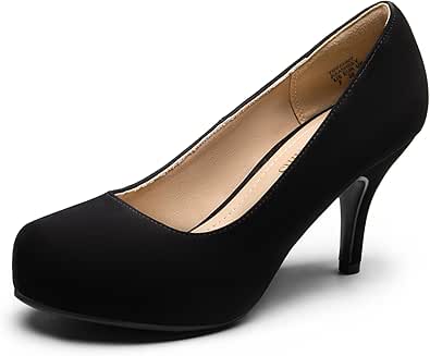 DREAM PAIRS Tiffany Women's New Classic Elegant Versatile Low Stiletto Heel Dress Platform Pumps Shoes