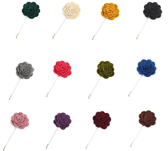 Men's Lapel Pin Flower Handmade Boutonniere for Suit (Pack of 12)