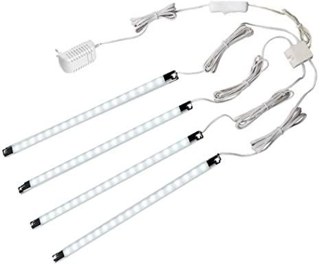 Set of 4 LED Light Strip Bar - Cool White Kitchen Under Cabinet Led Lamp Energy Saving Under Counter Lighting LED Strip Kit (Cool White)
