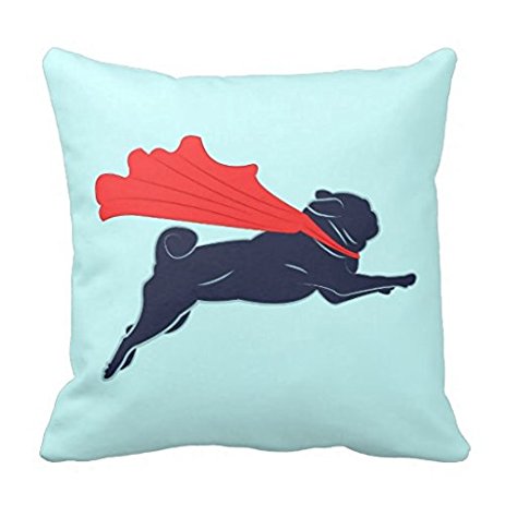 Super Pug Throw Pillow Fashion Home Decorative Pillowcase Cotton Polyester Pillow Cover(45cm x 45cm, One Sides)