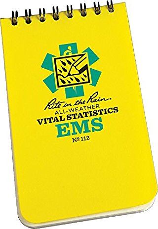 Rite in the Rain All-Weather EMS Notebook, 3" x 5", Yellow Cover, Vital Stats Pages (No. 112)