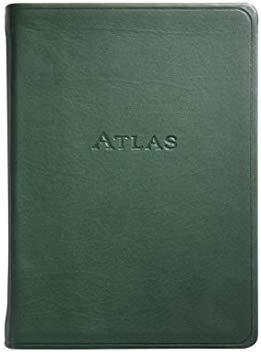 Traveler's Atlas & Journal, Genuine Calfskin Leather, 6", Green