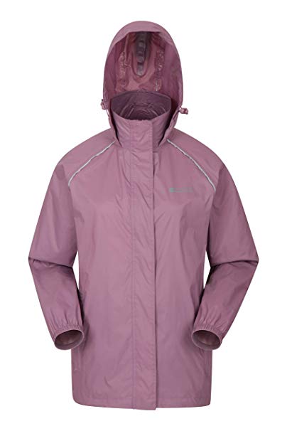 Mountain Warehouse Pakka Womens Waterproof Packable Jacket - Foldaway Hood Jacket, High Vis Ladies Coat, Lightweight Rain Jacket - for Cycling, Walking, Travelling