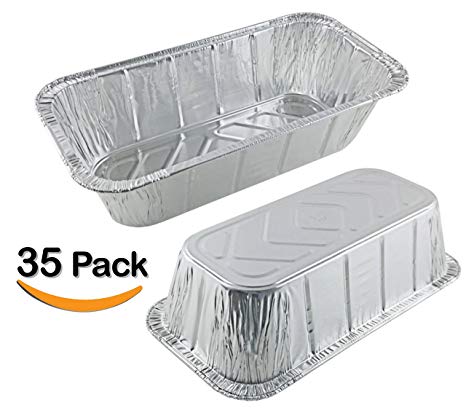 35 Pack – 2LB Loaf Pans, Aluminum Pans, Bread Pans, Meatloaf Pans l Cake Pan, Loaf Pans, Disposable Aluminum Pans l Premium Top bakery’s choice Tin Pans - Standard Size, 2 Pounds - 8.5" X 4.5" X 2.5"