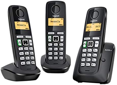 Gigaset A220A Digital Cordless Telephone with Answering Machine, Trio DECT - Black