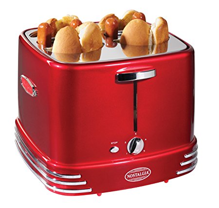 Nostalgia RHDT800RETRORED Retro Series 4-Slot Pop-Up Hot Dog Toaster