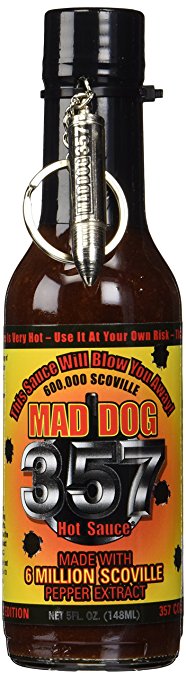 Mad Dog 357 Collector's Edition Hot Sauce with Bullet Spoon Keychain 5 fl oz
