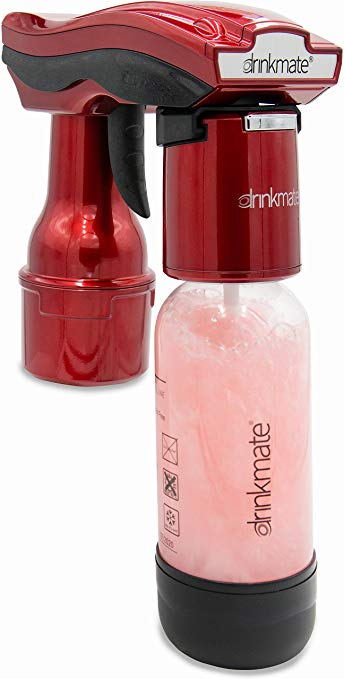 Drinkmate 420-03-3Z Spritzer Portable Sparkling Water and Beverage Carbonator with with Two 3 Oz. CO2 Cylinders, 3" x 7" x 12", Red