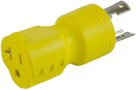 Conntek Locking Adapter with 30 Amp 125 Volt Male Plug To 15/20 Amp Straight Blade Female Connector