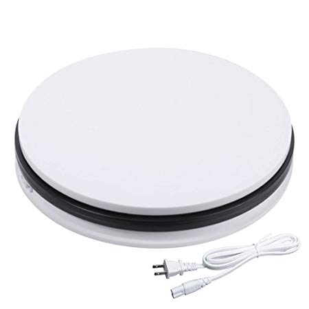 fotoconic White Electric Motorized Rotating Turntable Display Stand, 14 Inch/35cm Diameter, 110 Lb Centric Loading for Shop Display