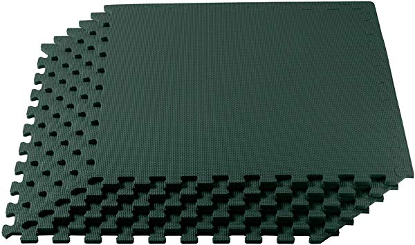 We Sell Mats Multipurpose Exercise Floor Mat with EVA Foam, Interlocking Tiles, Anti-Fatigue, for Home or Gym, 24 x 24 x 3/8 Inches