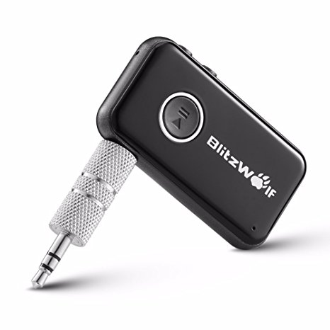Bluetooth Receiver,BlitzWolf Wireless Audio Stereo Receiver Music Adapter Car Audio Receiver Bluetooth Car Speaker with 3.5mm Aux Cable for Home Audio Music Streaming Sound System Bluetooth Car Kits