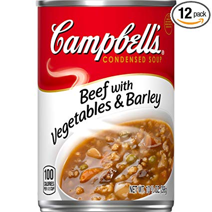 Campbell's Condensed Beef with Vegetables & Barley Soup, 10.5 oz. Can (Pack of 12)