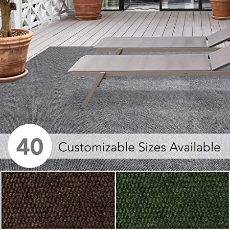iCustomRug Affordable Indoor/Outdoor All Purpose Utility Loop Pile Carpet with Marine Backing Multi Use Carpet for Patio Porch Deck Boat Basement Garage 12' X 12' in Grey