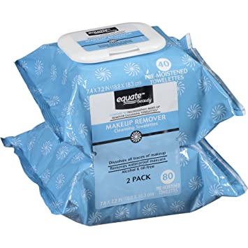 Equate Makeup Remover Cleansing Towelettes, 40 Ct, 2 Pk