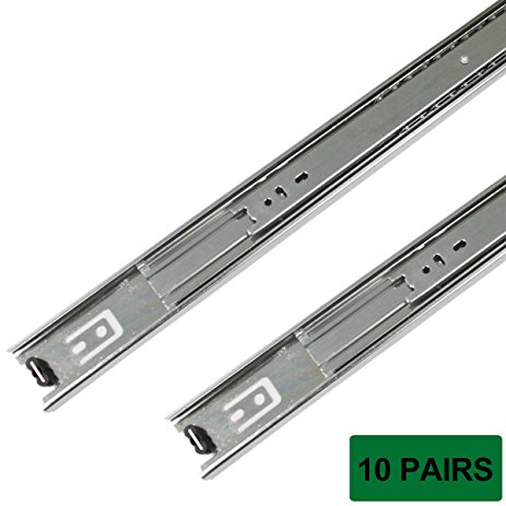 Probrico Full Extension 20Inch (500mm) Side Mount Drawer Slides Ball Bearing Drawer Runners,10 Pairs