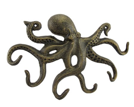 Swimming Octopus Antique Bronze Finish Decorative Wall Hook